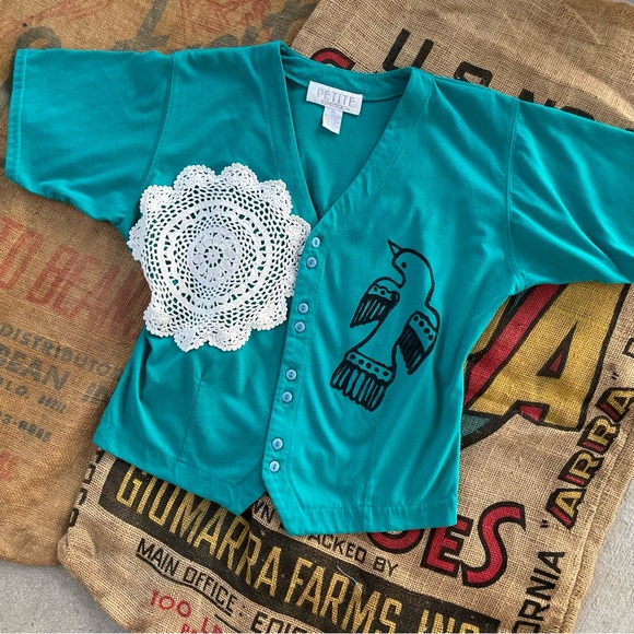 Upcycled patchwork block print top - Picture 3 of 6